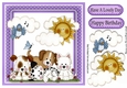 puppy love with little blue bird & purple polkadot frame 8x8