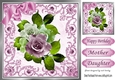 pink and cream roses in ornate scroll frame 8x8