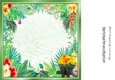 Pair of Birds cuddling on a branch in tropical flower frame 8x8 insert