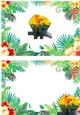 Pair of Birds cuddling on a branch in tropical flower frame A5 Insert