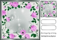 Pretty cascading pink roses with silver frame card front/insert