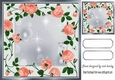 Pretty cascading peach roses with silver frame card front/insert
