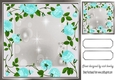 Pretty cascading turq roses with silver frame card front/insert