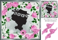 pretty pink cascading roses and silhouette vintage lady 8x8