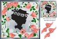 pretty peach cascading roses and silhouette vintage lady 8x8