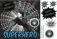Spider man super hero (silver monochrome)) 8x8