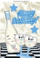 toony glasses with bottle & stars for birthday (blue) A4