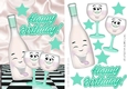 toony glasses with bottle & stars for birthday (turq) A5