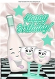 toony glasses with bottle & stars for birthday (turq) A4
