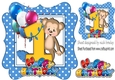 cute monkey birthday age (one blue) with balloons 8x8