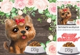 cute little yorkie puppy with pink roses (two) 8x8