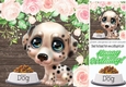 cute little dalmation puppy with pink roses (three) 8x8