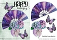 pretty purple rainbow fan with flowers and butterflies A5