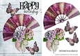 pretty pink rainbow fan with flowers and butterflies A5