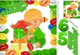 happy girl celebrating her birthday with presents (green) 8x8