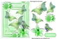 pretty green butterflies, flowers & bird A5