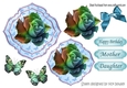 butterfly background with rainbow blue rose and butterflies toppers