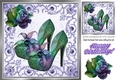 Pretty purple/blue rainbow shoes with rose 8x8