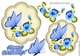 pretty blue corner flowers with butterflies toppers