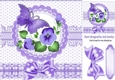pretty purple corner flowers with butterfly and bow 8x8