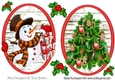 two lovely toppers/card fronts of jolly snowman/tree (red)
