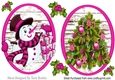 two lovely toppers/card fronts of jolly snowman/tree (pink)