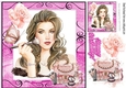 pretty girl with makeup and rose 8x8 (pink)