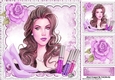 pretty lady, lilac shoes, rose & lip glosses 8x8