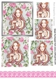 pretty lady in cascading pink rose frame with butterflies pyramids