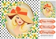 trendy lady with black polkadot and yellow flowers 8x8