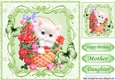 cute kitty in a basket of flowers with butterflies 8x8