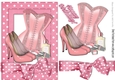 Ladies basque, shoes, makeup in pink polkadot A5 Frame