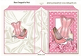 Ladies basque, shoes, makeup in pink polkadot folded book
