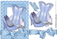 Ladies basque, shoes, makeup in blue polkadot A5 Frame