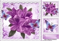 lilac painted flowers with butterflies with lace border 8x8
