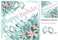 pretty painted flowers and blue birds (BIRTHDAY) 8x8