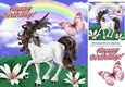 pretty unicorn with brown butterfly 8x8