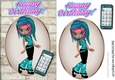 trendy girl with funky hair colour & mobile A5