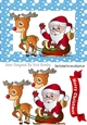Santa with rudolph and his sleigh in blue snow frame