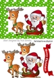 Santa with rudolph and his sleigh in green snow frame A5