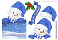 Lovely jolly snowman in blue over the edge