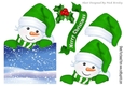 Lovely jolly snowman  in green over the edge