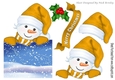 Lovely jolly snowman  in gold over the edge