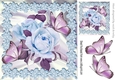 pretty blue roses with lace and satin with  lilac butterflies 8x8