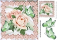 pretty peach roses with lace and satin with lilac butterflies 8x8