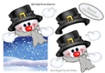 jolly snowman looking smart in his hat & silver scarf over the edge