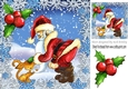 A lovely whimsical santa with kitty in the snow with holly 8x8