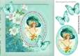 Pretty in turq with diamonds, flowers and butterflies 8x8