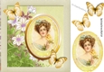pretty in gold vintage lady holding gold rose 8x8
