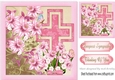 pretty daffs with pink cross (sympathy) 8x8